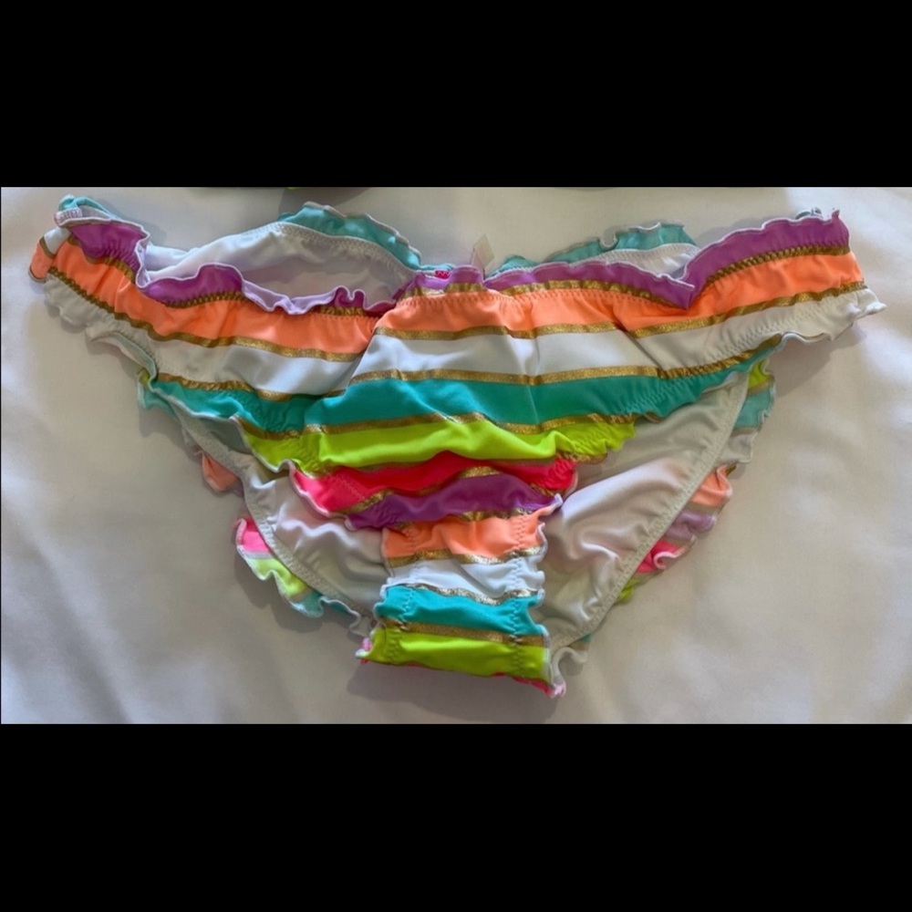 Victoria secret rainbow/gold foil bathing suit set